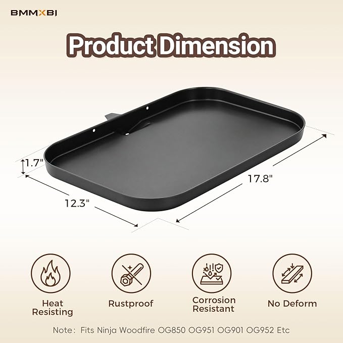 Grill Griddle Plate XSKGRIDLXL Griddle Pan for Ninja Woodfire Pro XL OG800 OG900 Series, Heavy-Duty Non-Stick Griddle Pan with Oil Hole, Ninja Grill Flat Top Griddle Plate Accessories OG850 OG951