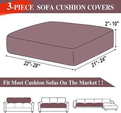LA MEACK Couch Cushion Covers Seat Cushion Cover Stretch Couch Cover Separate Sectional Sofa Slipcovers Furniture Protector(3 Pieces for Seat or Sofa Backrest, Burgundy)