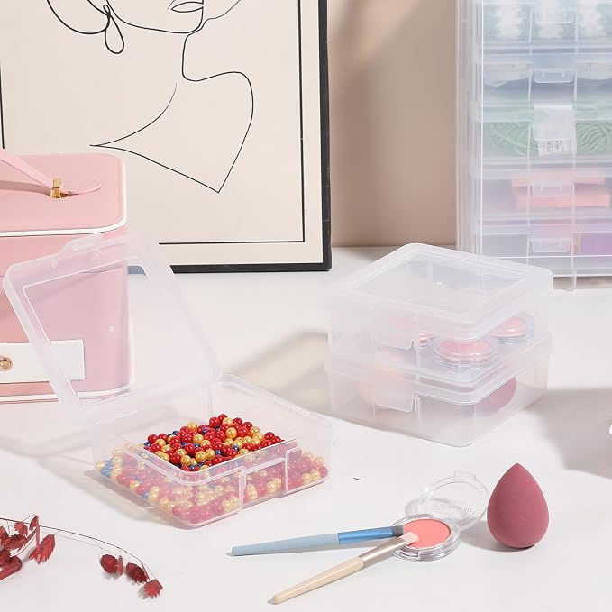 Plastic Storage Box with 18 Small Boxes Large Storage Box (18 Pack-Clear) | Multifunctional Design,Stackable,See Through,Versatile Organization,Space-Saving,Durable,Dust Protection,Clear