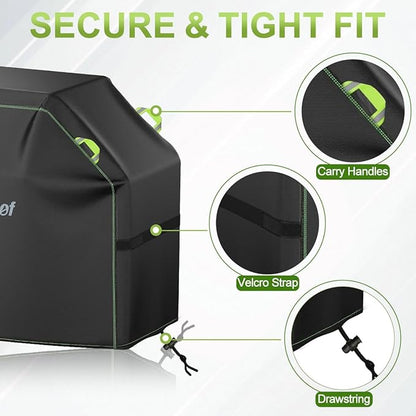 Grill Cover, 46 inch BBQ Grill Cover for Outdoor Grill, 420D Waterproof Fabric, UV & Fade Resistant, All-Weather Barbecue Gas Grill Cover with Handles, Straps & Adjustable Drawstring