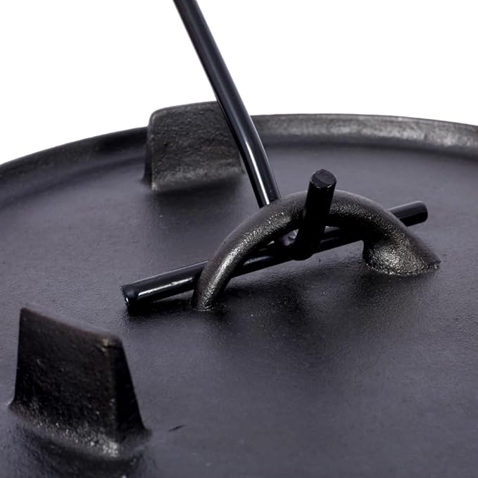Hibachi Grill Outdoor, Homonova 2 in 1 Pre-Seasoned Cast Iron Dutch Oven with Skillet Lid, Portable Charcoal BBQ for Outdoor Cooking, Camping Fireplace Deep Pot with Leg Base (4.5 Quart)