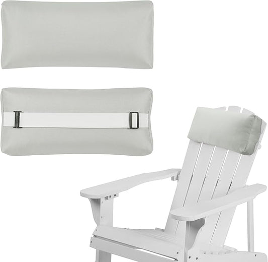 Chaise Lounge Head Pillow, 2 Pack Outdoor Patio Pillows with Adjustable Strap, Lounge Head Resting Pillow for Recliner Beach Pool Lounger Office Chair(Light-Gray,Water Resistant)