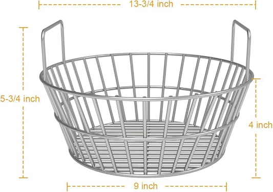 Stainless Charcoal Basket for Large Big Green Egg Grill, 14 inch Charcoal Grill Ash Basket fits Kamado Joe Classic, BGE Large and Other Similar Grills