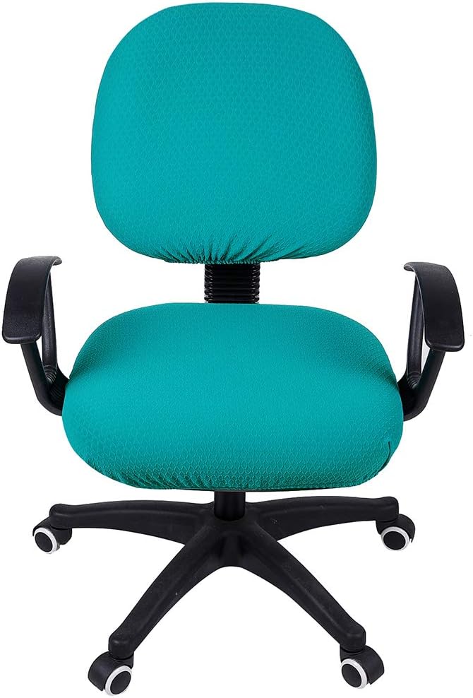 Smiry Office Computer Chair Covers for Desk Rotating Chair Protector | Stretch Jacquard Removable Washable Universal Slipcovers, Seat + Backrest Cover, Peacock Green