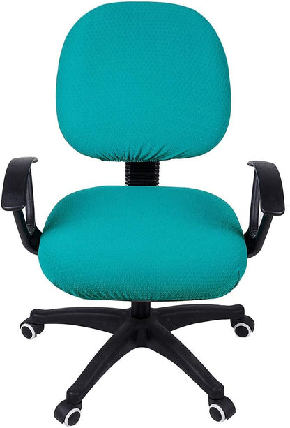 Smiry Office Computer Chair Covers for Desk Rotating Chair Protector | Stretch Jacquard Removable Washable Universal Slipcovers, Seat + Backrest Cover, Peacock Green