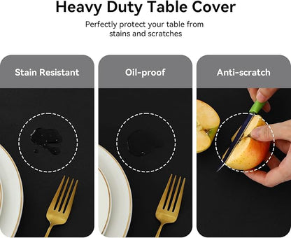Romanstile 100% Waterproof PVC Tablecloth, Rectangle Oil Spill Proof Stain Resistant Vinyl Table Cloth, Wipe Clean Plastic Table Covers for Kitchen/Dining/Parties - 60 x 84 Inch, Black