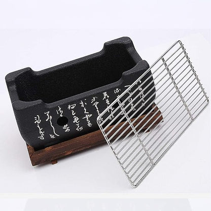 Japanese Style BBQ Grill, Mini Portable Barbecue Stove Japanese Food Charcoal Stove with Wire Mesh Grill and Base, for Yakiniku, Robata, Yakitori, Takoyaki and BBQ