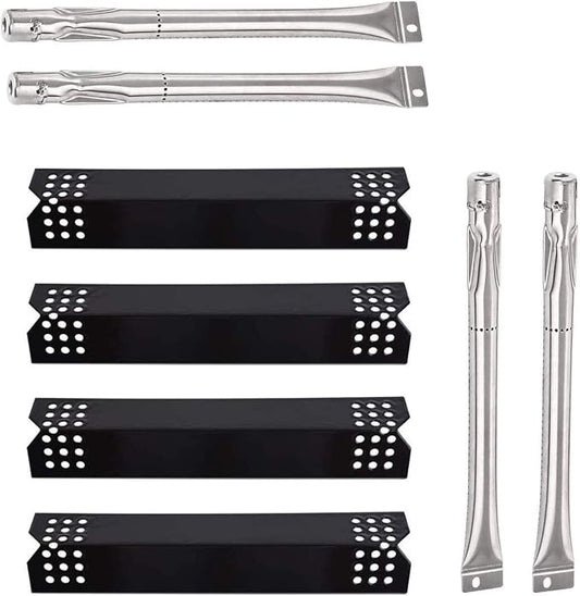 Replacement Parts for Grill Master 720-0697 BBQ Grill, Burners and Heat Plates Replacement for Grillmaster 720-0697, 4-Pack Replacement Porcelain Steel Heat Plates Heat Deflectors and Burner Tubes