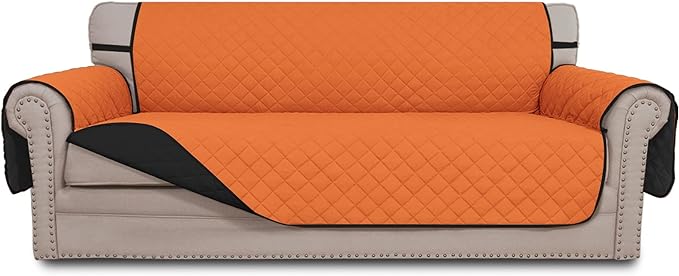Easy-Going Reversible Couch Cover, 3 Cushion Sofa, Large, Orange/Black | Machine Washable Slipcover For Dogs, Water Resistant Furniture Mat For Living Room, Non-Slip Sofa Cover, Pet Friendly
