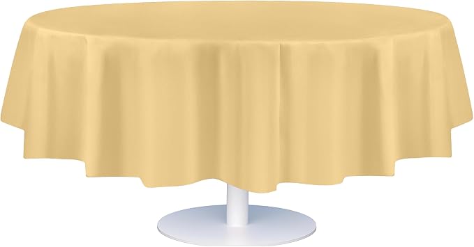 Grandipity 12 Pack Premium Disposable Plastic Tablecloth 84" Inch Decorative Round Table Cover - Ivory