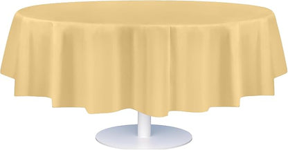Grandipity 12 Pack Premium Disposable Plastic Tablecloth 84" Inch Decorative Round Table Cover - Ivory