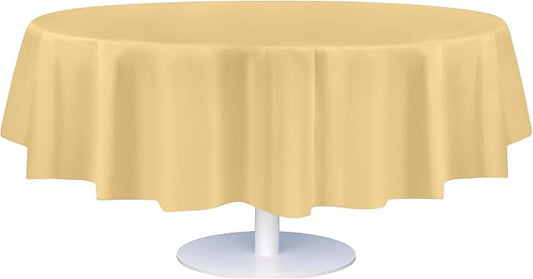 Grandipity 12 Pack Premium Disposable Plastic Tablecloth 84" Inch Decorative Round Table Cover - Ivory