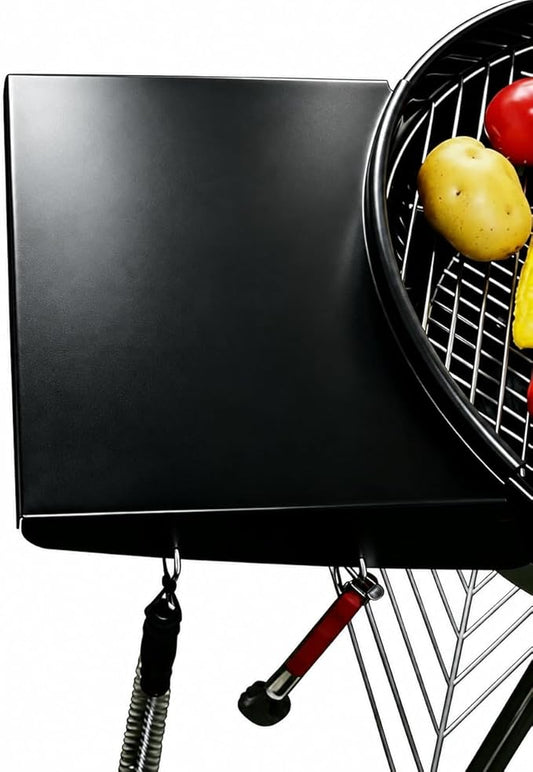 Grisun Grill Table Shelf for Weber Kettle Grills 22 Inch, Side Table Shelf for Weber Master Touch, Premium, Original Charcoal Grill, Kettle Grill Accessories, Black Powder Coated Steel BBQ Table Shelf