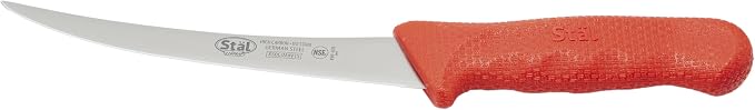 Winco 6" Red Plastic Commercial-Grade Boning Knife | Razor sharp, Restaurant service