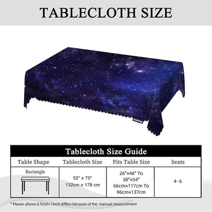 Swono Tablecloth Galaxy Universe, Starry Night Sky Stars Outer Space Table Cloth for Kitchen Dining Tabletop Decoration Parties Weddings, 52 X 70 Inch Rectangle Tablecloth