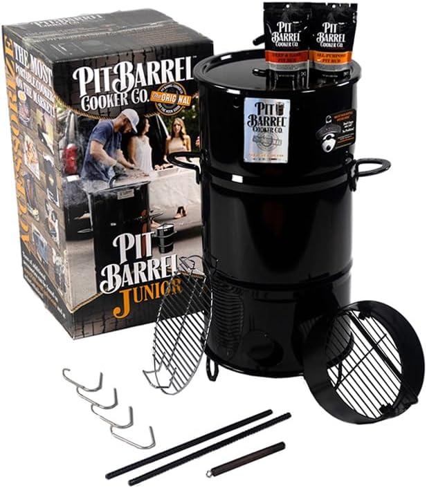 Pit Barrel Cooker 14 in. Pit Barrel Junior Charcoal Smoker Package Black PKG1001J