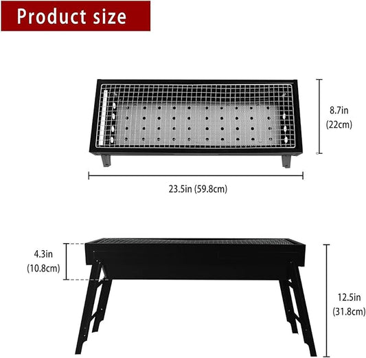 Portable Stainless Steel Grill, Home Charcoal Grill and Outdoor Folding Grill, Perfect for Traveling, Outdoor Cooking and BBQ, Camping, Picnics.