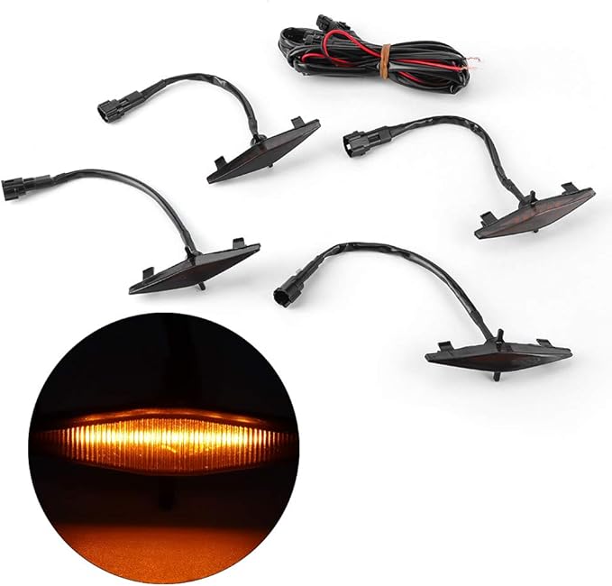 4Pcs Grille Lamp Front Mesh LED Lights for TRD Pro 2014-2019 Black Shell Yellow Light - Durable Waterproof ABS, Bright Safety Lighting, Easy Install for Off - Road (black shell yellow light)