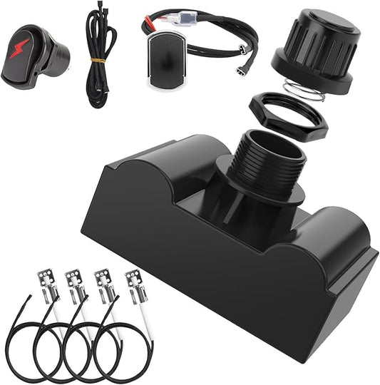 G511-0055-W1 Grill Igniters for Charbroil Ignitor Replacement Kit, 5-Outlets Electronic Ignition Module w/Wires and 2 Push Buttons Replacement Igniter for Charbroil Surefire Ignition Systems
