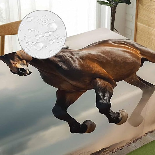 52x70 Inch Tablecloth Horse, American Western Animal Horse in Dust Non-Fading Table Covers Kitchen Dinning Tabletop Decoration, Washable Table Cloth for Outdoor and Indoor Use