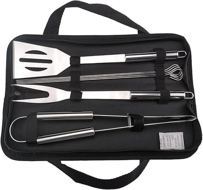 BBQ Grill Tools Set with Carry Bag Stainless Steel Barbeque Accessories for Camping & Backyard (7in1)
