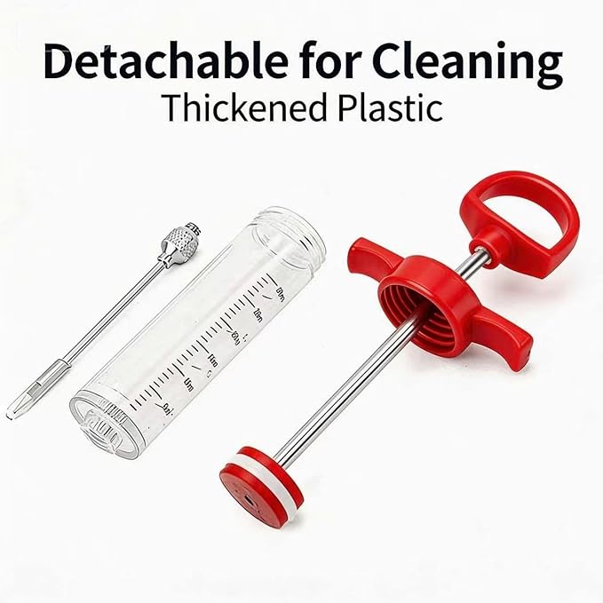 Meat Injector, 1-oz Plastic BBQ Marinade Injector Kit, Turkey Injector Syringe for Turkey Smoked BBQ Grill(50ML)