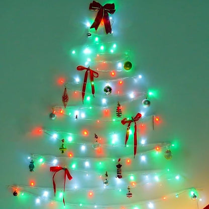 YEGUO 165ft 500 LED String Lights Outdoor Waterproof, Clear Wire Christmas Lights Indoor Plug in, 8 Modes Fairy Light for Bedroom Classroom Party Tree Decor(Red White and Green)