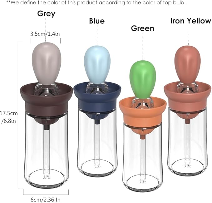 Oil Dispenser with Brush - Glass Olive Oil Dispenser for Cooking, 2 IN 1 Oil Dispensing Bottle for Kitchen with Silicone Basting Brush for Vinegar Sauce BBQ Grill Frying, T-OB21, Blue