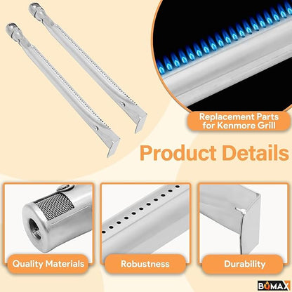 BQMAX Grill Parts for Kenmore 4 Burner Grill 146.34611410 146.23678310 146.10016510 146.23679310 146.16142210 146.23673310, Heat Plate & Burner Kit for Kenmore Grill Replacement Parts