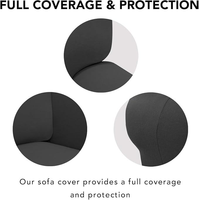 PureFit Super Stretch Sofa Slipcover – Spandex Non Slip Soft Couch Sofa Cover, Washable Furniture Protector with Non Skid Foam and Elastic Bottom for Kids, Pets (Oversized Loveseat, Dark Gray)
