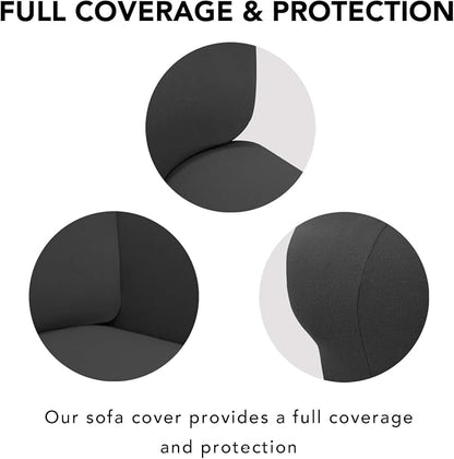 PureFit Super Stretch Sofa Slipcover – Spandex Non Slip Soft Couch Sofa Cover, Washable Furniture Protector with Non Skid Foam and Elastic Bottom for Kids, Pets (Oversized Loveseat, Dark Gray)