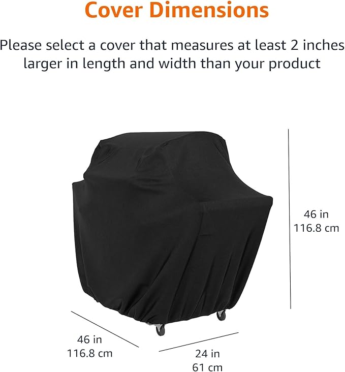 Amazon Basics Gas Grill Barbecue Cover for Outdoor, Waterproof, Anti-UV, Durable, 46" x 24" x 46", Small, Black