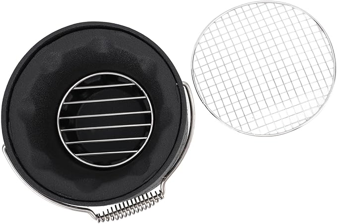 Hibachi Grill, Aluminum Stainless Steel Handle Portable Barbecue Stove Fast Even Heating Charcoal Stove with Grill Pan for Barbecue Tea Making (Small Size)