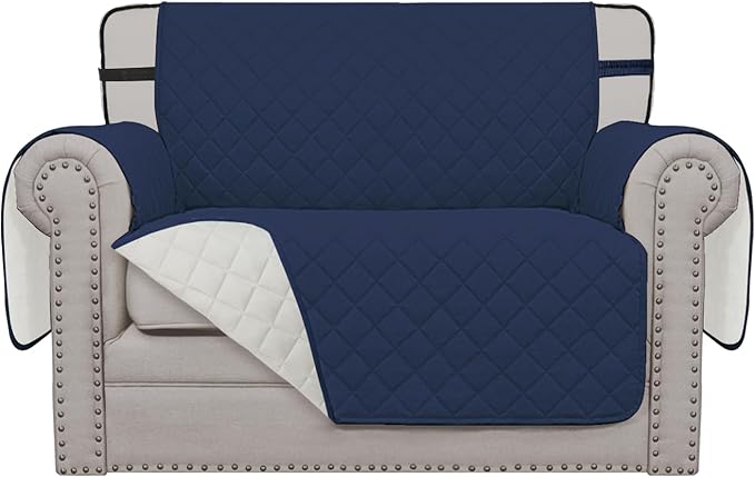 Easy-Going Reversible Couch Cover, Chair 30 in, Navy/Ivory | Machine Washable Slipcover For Dogs, Water Resistant Furniture Mat For Living Room, Non-Slip Sofa Cover, Pet Friendly