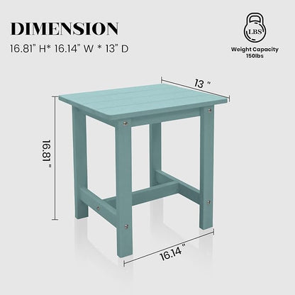 Outdoor Side Table, Weather Resistant Double Small Adirondack Side Table, Outdoor Indoor End Table for Chair, 17" Patio Table for Pool, Deck and Porch, Black (Item1, Dark Blue)