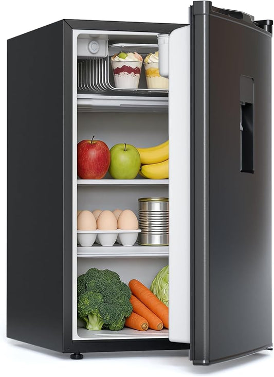4.5 Cu.Ft Dorm Fridge With Freezer, 2-Door Compact Refrigerator With 2 Removable Shelves, 3 Level Adjustable Thermostat, Commercial Office Fridge for Bedroom, Kitchen, Apartment, Dorm, Black