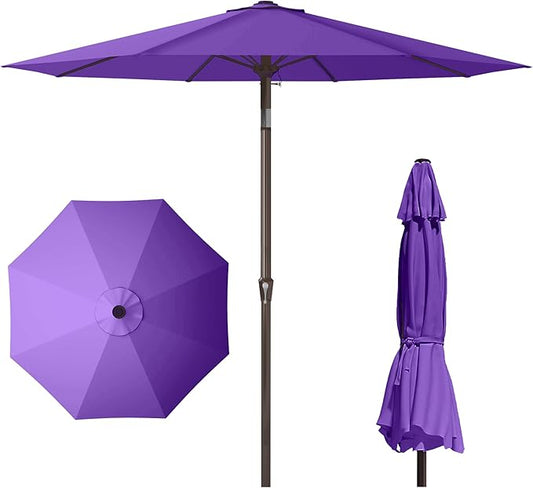 PatioKingdom 11FT Patio Umbrella,Outdoor Umbrella with Push Button Tilt and Crank,Market Table Umbrella with 8 Sturdy Fiberglass Ribs UV Protection