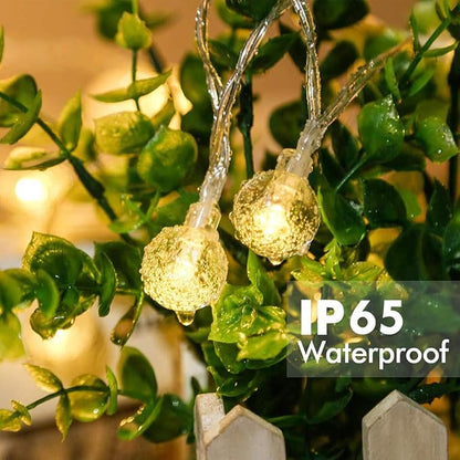Globe String Lights Battery Operated ，2 Pack 26.2FT 60 LED Cool White Water Proof Crystal Ball Outdoor String Lights with Remote Control for Home, Patio,Party, Christmas, Garden Decor