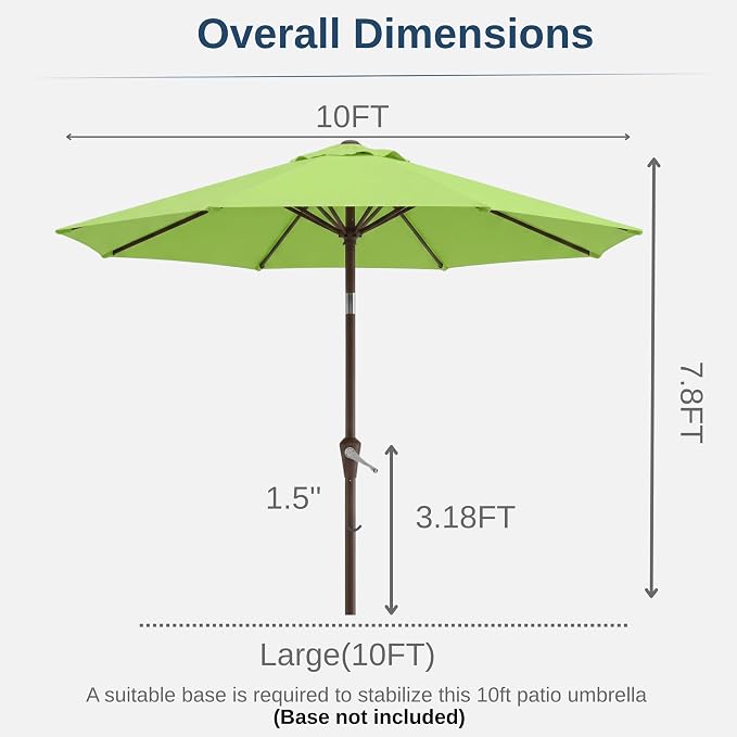 10FT Patio Umbrella, Outdoor Umbrella with Push Button Tilt and Crank, 8 Sturdy Ribs, UV Protection & Waterproof Market Umbrella for Pool, Backyard, Beach,Deck