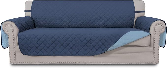 Easy-Going Reversible Couch Cover, 3 Cushion Sofa, Dark Blue/Light Blue | Large, Washable Slipcover For Dogs, Water Resistant Furniture Mat For Living Room, Non-Slip Sofa Cover, Pet Friendly