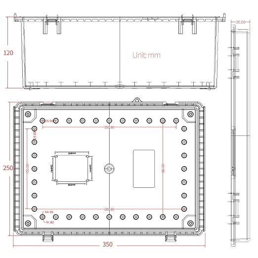 Watertight Electrical Junction Box with Mounting Plate, Clear Hinged Cover Stainless Steel Latch, Plastic Enclosure for Project Wall Bracket, IP67 13.8*9.8*5.9inch（350×250×150mm）