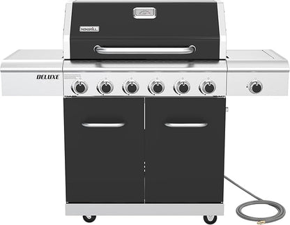 Nexgrill Deluxe 6-Burner Natural Gas Grill with Searing Side Burner and Griddle Insert, Stainless Steel Frame, 60,000 BTUs Output, BBQ Grill for Outdoor Gatherings - 730-0896GH