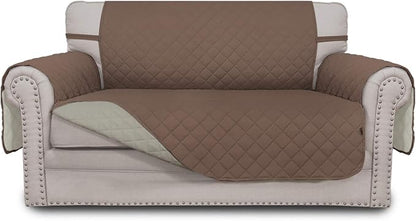 Easy-Going Reversible Loveseat Couch Cover for 2 Cushion Couch Sofa Cover for Dogs Water Resistant Furniture Protector with Foam Sticks Elastic Straps for Pet (Loveseat, Brown/Beige) | Machine Washable Slipcover For Dogs, Water Resistant Furniture Mat ...