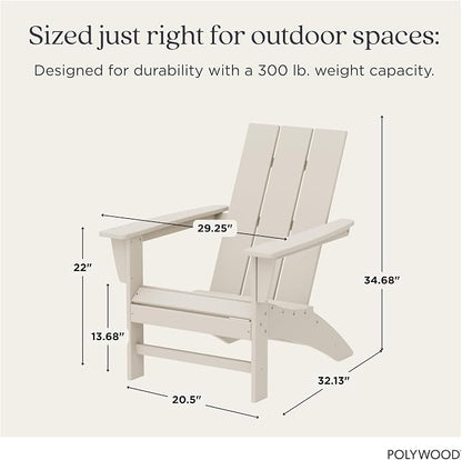 POLYWOOD Modern Adirondack Chair – All-Weather Outdoor Lawn Adirondack Chairs – HDPE, Fade-Resistant & Durable Outdoor Furniture – For Patio, Deck & Fire Pit Chairs – Sand