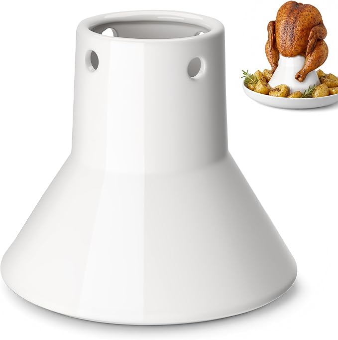 Ceramic Chicken Roaster Rack, Beer Can Chicken Holder Stand Vertical Poultry BBQ Cooking Accessories for Grill, Oven or Smoker