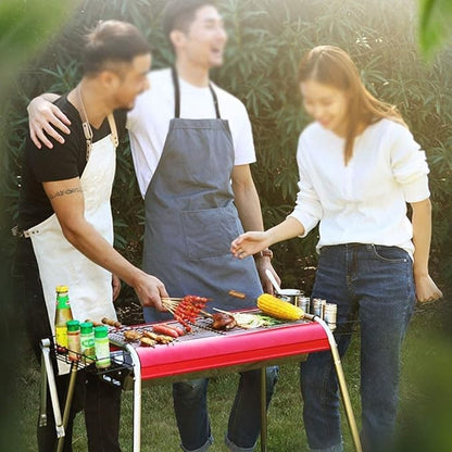 Outdoor Picnic Portable BBQ Grill Large Charcoal Grill Folding Barbecue Grill Stainless Steel Camping Grill for Outdoor Picnic Outdoor Grill(Red)