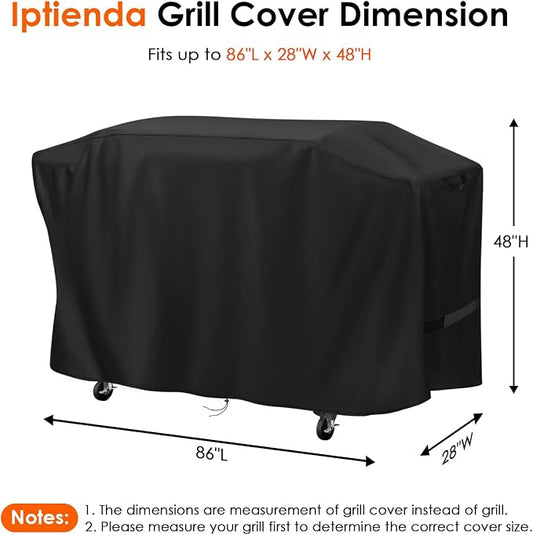 Grill Cover for Gas Griddle, Flat Top Grill, BBQ Grill-86x28x48in | 86inch Outdoor BBQ Cover Waterproof for Flat Top BBQ Grills and Smoker Grills
