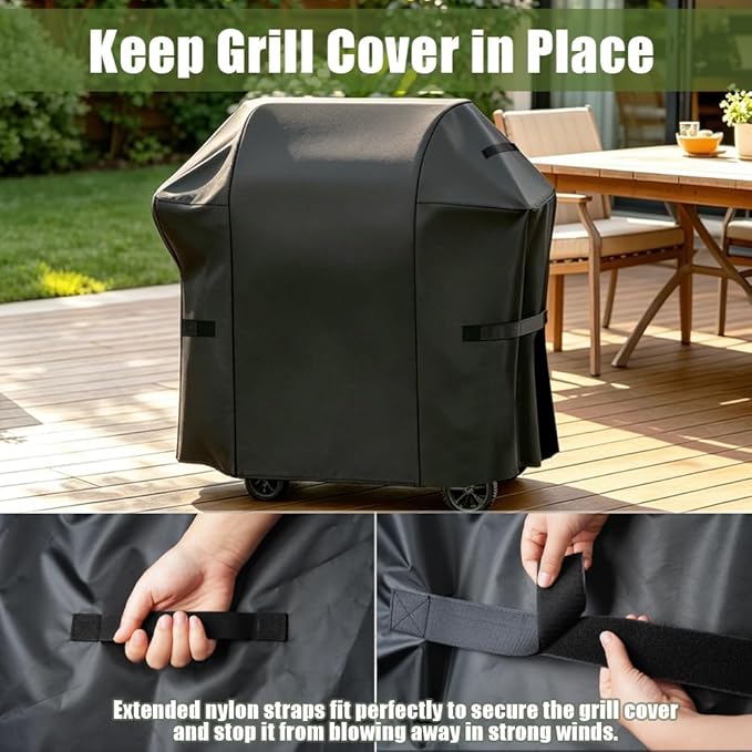 Grill Cover, 48-inch Heavy Duty Oxford Outside Waterproof Grill Covers, Dust-Proof Windproof UV Resistant BBQ Gas Cover Fit Most Brands Char Broil, Weber, Brinkmann, Holland