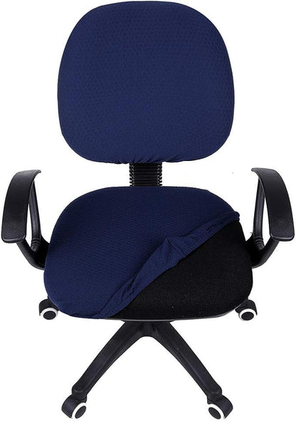 Smiry Office Computer Chair Covers for Desk Rotating Chair Protector | Stretch Jacquard Removable Washable Universal Slipcovers, Seat + Backrest Cover, Navy Blue