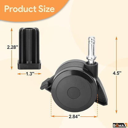 70360 Locking Caster with Insert for Weber Spirit Grill Parts 2009-2012, for Weber Summit Grill Parts 2007-2011, for Weber Genesis Grill Parts 2007-2011, 4 Pack for Weber Grill Replacement Wheels